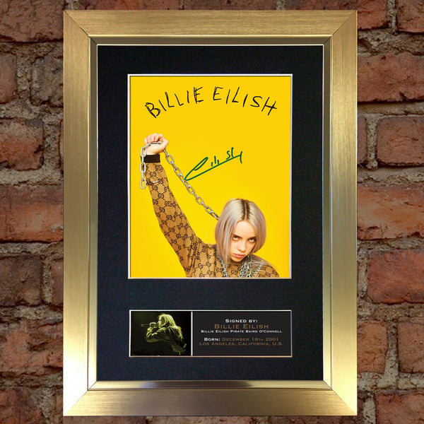 BILLIE EILISH Photo Autograph Mounted Repro Signed Framed Print A4 784