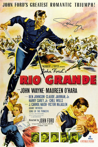 JOHN WAYNE Rio Grande Signed Autograph Film/Movie Poster A2 Large Size Very Rare