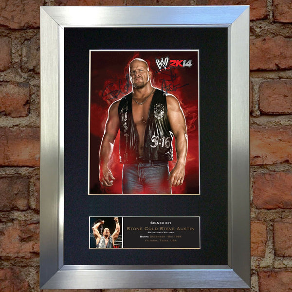 STONE COLD STEVE AUSTIN WWE Signed Autograph Mounted Photo Repro A4 Print 500