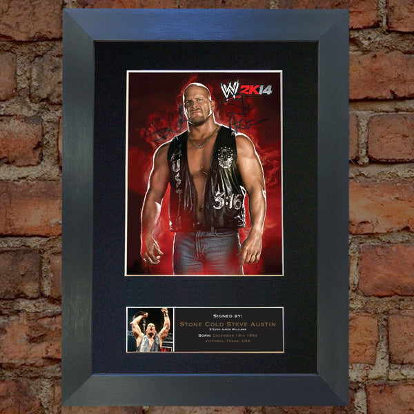 STONE COLD STEVE AUSTIN WWE Signed Autograph Mounted Photo Repro A4 Print 500