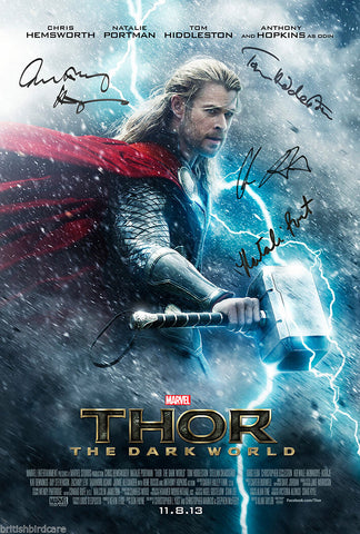 THOR Signed Movie Film Poster A2 Large 59x42cm 4 cast signed inc Chris Hemsworth