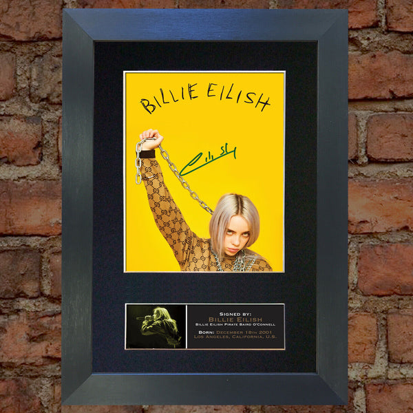 BILLIE EILISH Photo Autograph Mounted Repro Signed Framed Print A4 784