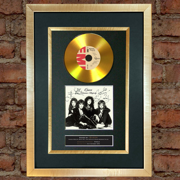 #180 QUEEN Bohemian Rhapsody GOLD DISC Cd SINGLE Signed Autograph Mounted Print