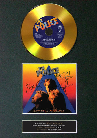 #190 THE POLICE Zenyatta Mondatta GOLD DISC Album Signed Autograph Print
