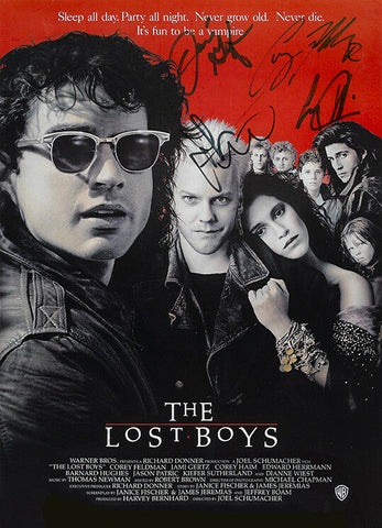 THE LOST BOYS Autograph FILM MOVIE POSTER Print Signed by 4 of Cast