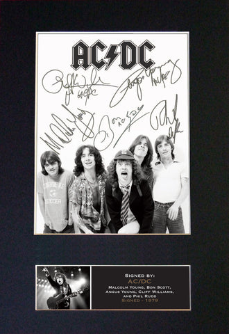 ACDC (Very Rare) Band Signed Autograph Mounted Photo REPRODUCTION PRINT A4 689