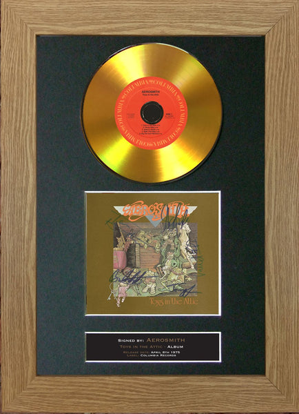 #130 Aerosmith - Toys in the Attic GOLD DISC CD Album Signed Autograph Mounted Repro