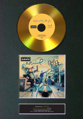 #114 Oasis - Definitely Maybe GOLD DISC Cd Album Signed Autograph Mounted Print