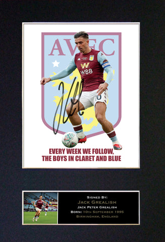 #860 Jack Grealish Aston Villa Signed Autograph Print Photo