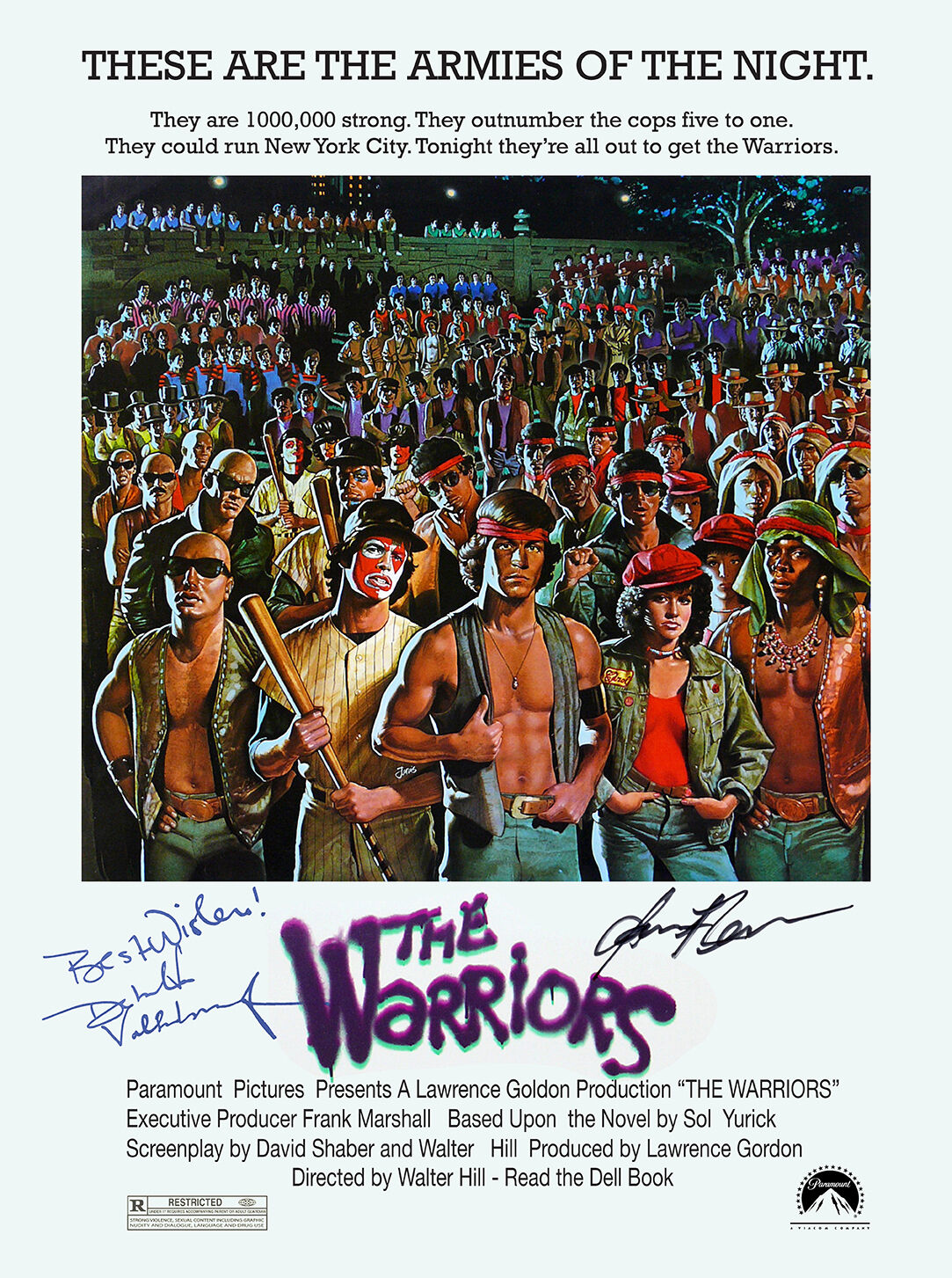 THE WARRIORS AUTOGRAPH MOVIE POSTER A2 594 x 420mm (Very Rare)