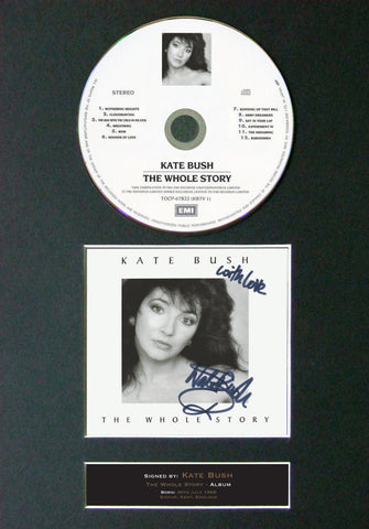 KATE BUSH The Whole Story Album Signed CD DISC MOUNTED A4 Autograph Repro (56)