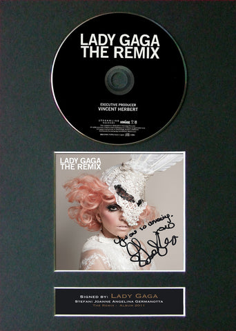 LADY GAGA The Remix Album Signed CD COVER MOUNTED A4 Autograph Print 11