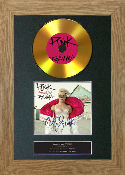 #158 Pink - Beautiful Trauma GOLD DISC Album Signed Autograph Mounted Repro