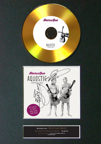 #79 GOLD DISC STATUS QUO Aquostic Signed Autograph Mounted Photo Repro A4