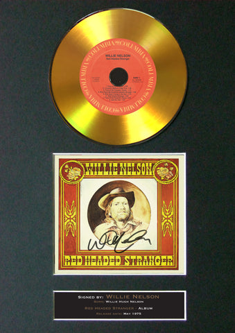 #153 GOLD DISC WILLIE NELSON Red Headed Stranger Signed Autograph Mounted Repro