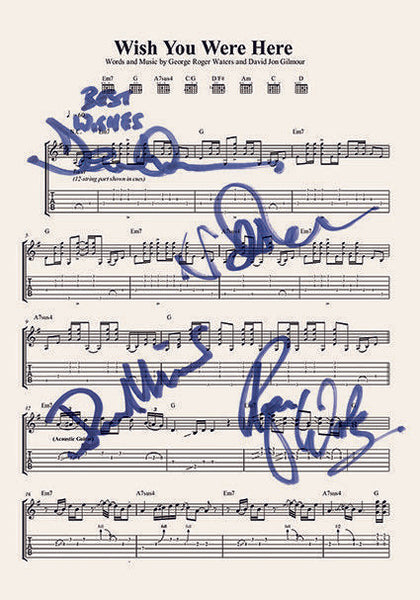 Pink Floyd Wish You were here Signed Music Sheet Album Autograph Print #804