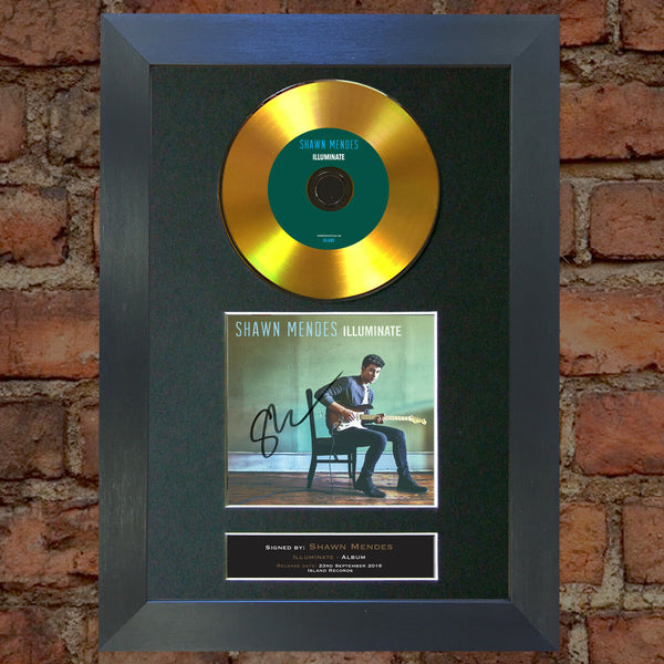 #80 GOLD DISC SHAWN MENDES Illuminate Signed Autograph Mounted Photo Repro A4