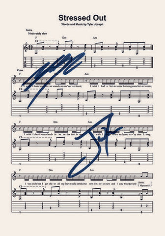 Twenty One Pilots Stressed Out Signed Music Sheet Album Autograph Print #803