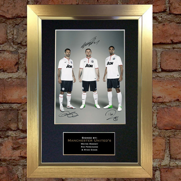 ROONEY GIGGS FERDINAND Mounted Signed Photo Reproduction Autograph Print A4 280