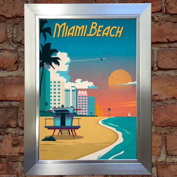 MIAMI BEACH VINTAGE RETRO TRAVEL Poster Nostalgic Home Print Wall Art Decor #54