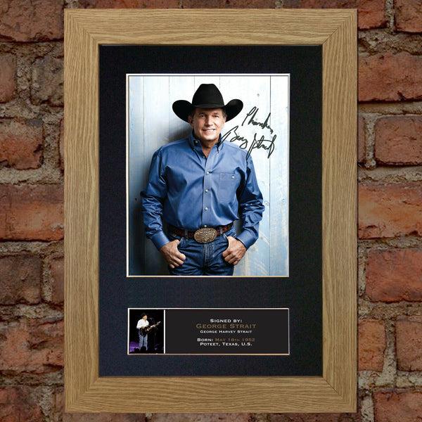 GEORGE STRAIT Photo Autograph Signed Mounted Repro Framed Album Print A4 787