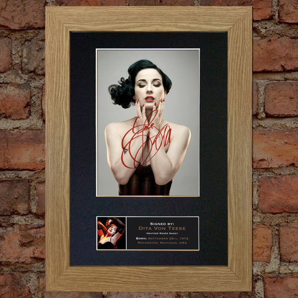 DITA VON TEESE Mounted Signed Photo Reproduction Autograph Print A4 250