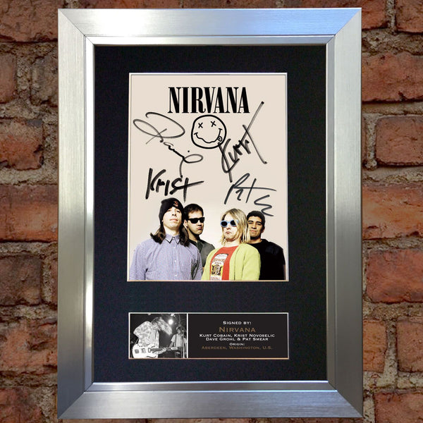 NIRVANA No2 Band Signed Autograph Mounted Photo RE-PRINT A4 655