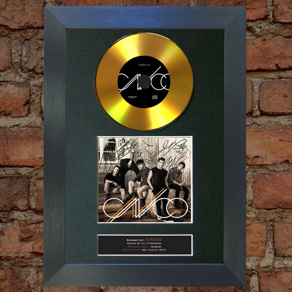 #186 CNCO Primera Cita GOLD DISC Album Signed Autograph Repro Mounted Print