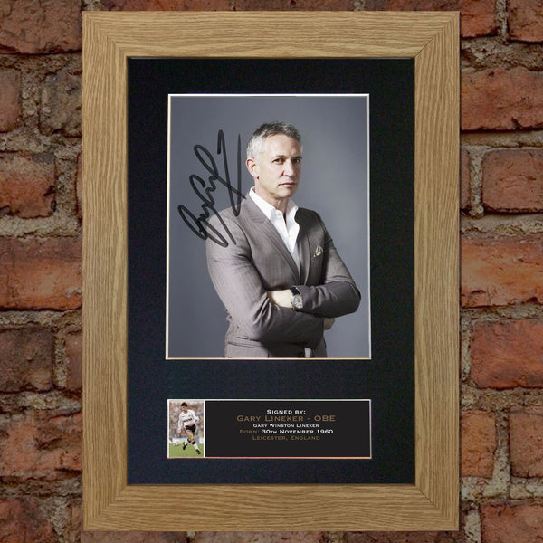 GARY LINEKER Signed Autograph Mounted Photo REPRODUCTION PRINT A4 643