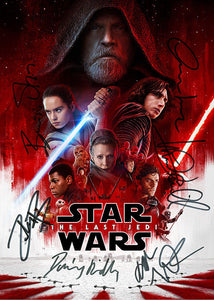 STAR WARS The Last Jedi Autograph FILM MOVIE POSTER Print Signed by 6 of Cast