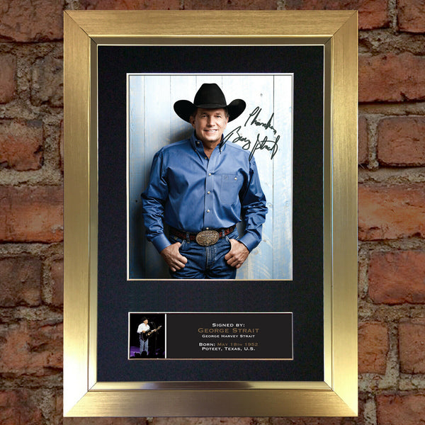 GEORGE STRAIT Photo Autograph Signed Mounted Repro Framed Album Print A4 787