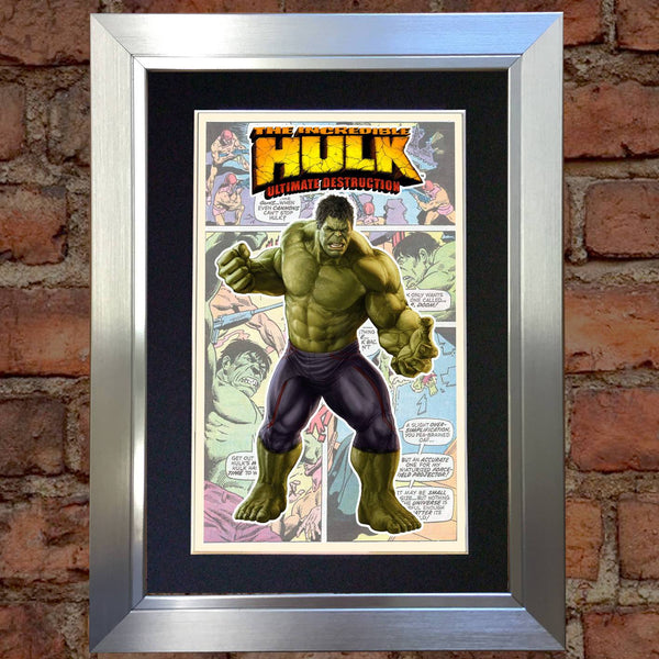 HULK Superhero Print Wall Comic Art Black / Silver or Gold Frame Poster #713