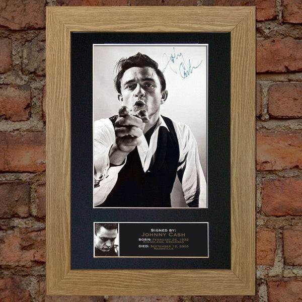 JOHNNY CASH Mounted Signed Photo Reproduction Autograph Print A4 85
