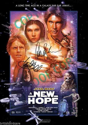 STAR WARS A New Hope SIGNED AUTOGRAPH MOVIE FILM POSTER A2 594 x 420mm (Rare)