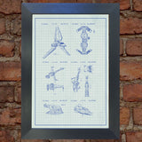 STAR WARS x 6 Ships Blueprint VERY RARE Reproduction Vintage Wall Art Print #24