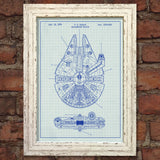 Star Wars Millennium Falcon Blueprint RARE Reprint Vintage Wall Art Print #21