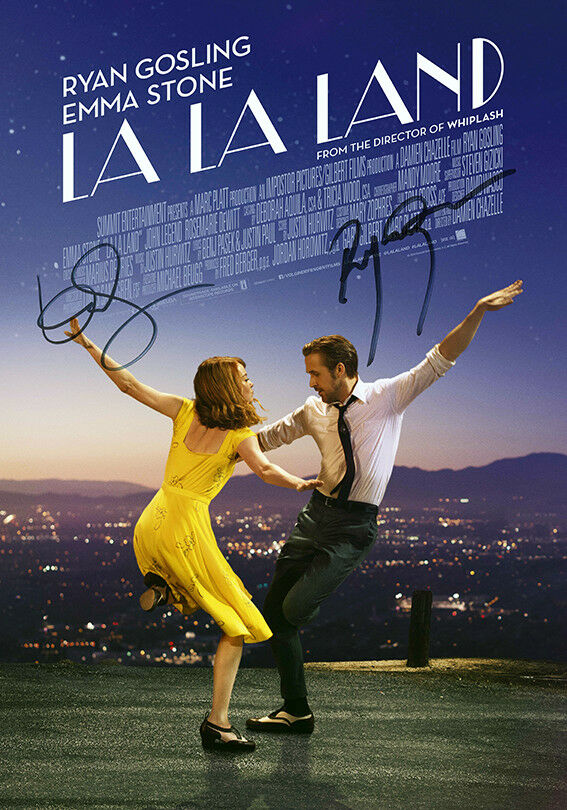 LA LA LAND Ryan Gosling Autograph FILM MOVIE POSTER Print Signed by 2 of Cast