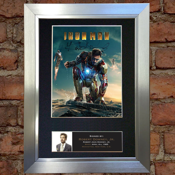 IRON MAN Robert Downey Jr Signed Mounted Autograph Photo Print (A4) 587