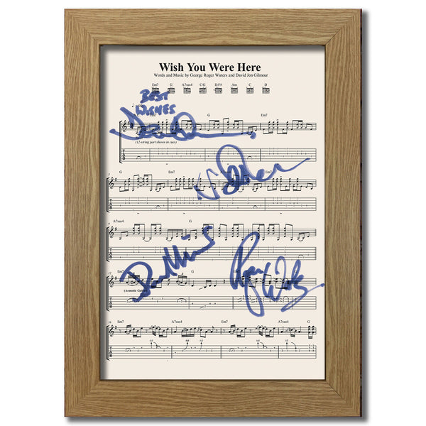 Pink Floyd Wish You were here Signed Music Sheet Album Autograph Print #804