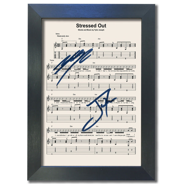 Twenty One Pilots Stressed Out Signed Music Sheet Album Autograph Print #803