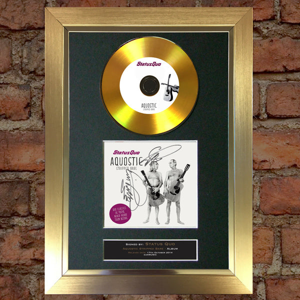 #79 GOLD DISC STATUS QUO Aquostic Signed Autograph Mounted Photo Repro A4