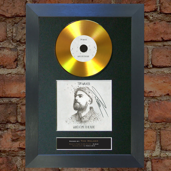 #183 TOM WALKER Time to Be Alive GOLD DISC Album Signed Autograph Mounted Print