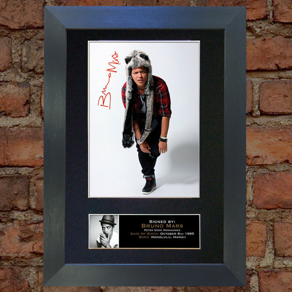 BRUNO MARS Mounted Signed Photo Reproduction Autograph Print A4 93