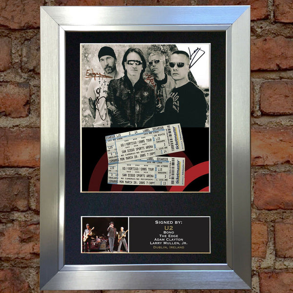 U2 Mounted Signed Photo Reproduction Autograph Print A4 199