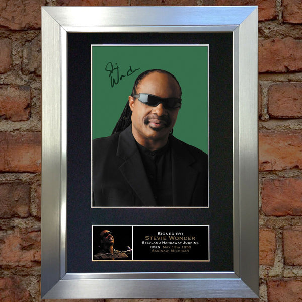 STEVIE WONDER Mounted Signed Photo Reproduction Autograph Print A4 150