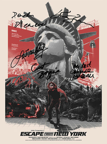 ESCAPE FROM NEW YORK Autograph FILM MOVIE POSTER Print Signed by 5 of Cast