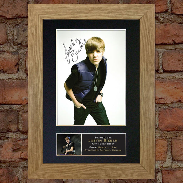JUSTIN BIEBER No1 Mounted Signed Photo Reproduction Autograph Print A4 82