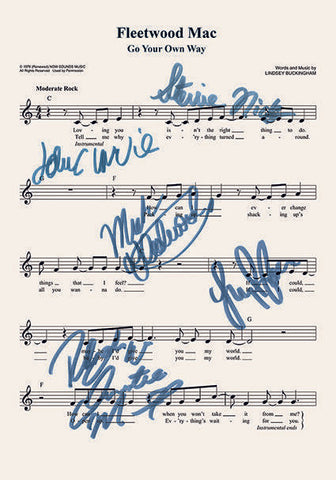 Fleetwood Mac Your Own Way Signed Music Sheet Album Autograph Mounted Print #800