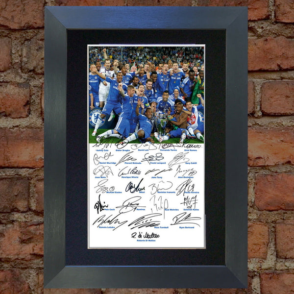 CHELSEA CHAMPIONS 2012 Mounted Signed Photo Reproduction Autograph Print A4 58