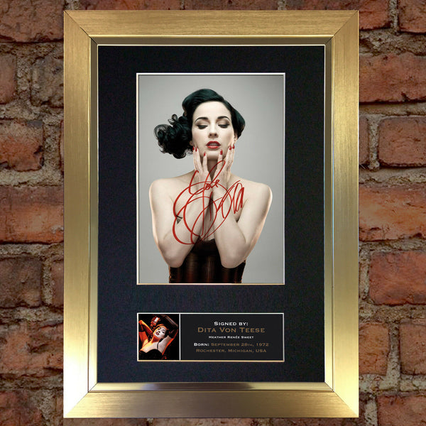 DITA VON TEESE Mounted Signed Photo Reproduction Autograph Print A4 250